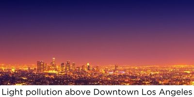 Pollution lumineuse Sky Glow au-dessus du centre-ville de Los Angeles, CA